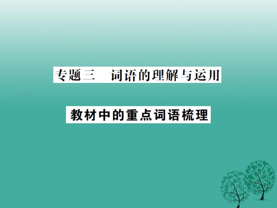 中考语文 第一部分 积累与运用 专题三 词语的理解与运用 教材中的重点词语梳理课件_第1页