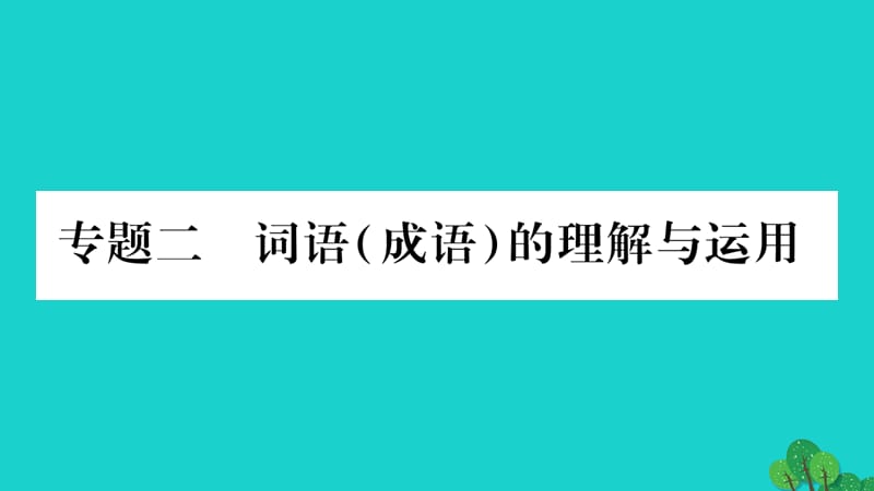 中考语文 第一部分 积累与运用 专题2 词语（成语）的理解与运用课件 新人教版_第1页