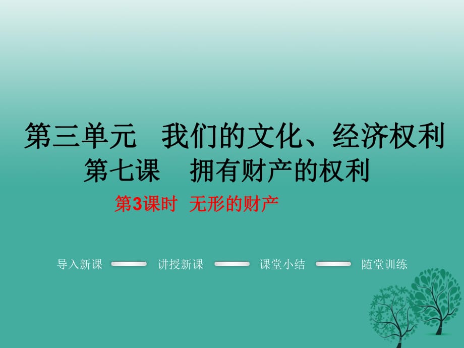 八年級(jí)政治下冊(cè) 第3單元 我們的文化、經(jīng)濟(jì)權(quán)利 第七課 擁有財(cái)產(chǎn)的權(quán)利 第3框 無(wú)形的財(cái)產(chǎn)教學(xué)課件 新人教版_第1頁(yè)