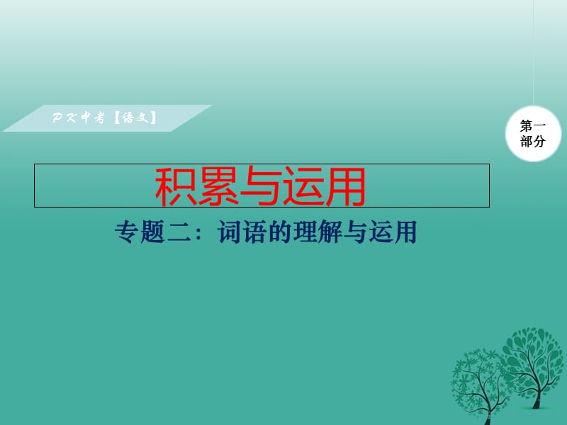 中考語文復(fù)習(xí) 第一部分 積累與運用 專題二 詞語的理解與運用課件_第1頁