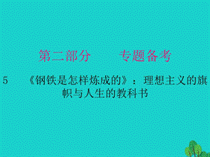 中考語(yǔ)文一輪復(fù)習(xí) 名著閱讀 第二部分 第5節(jié)《鋼鐵是怎樣煉成的》理想主義的旗幟與人生的教科書課件