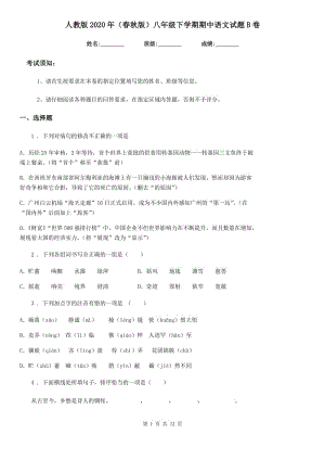 人教版2020年（春秋版）八年级下学期期中语文试题B卷