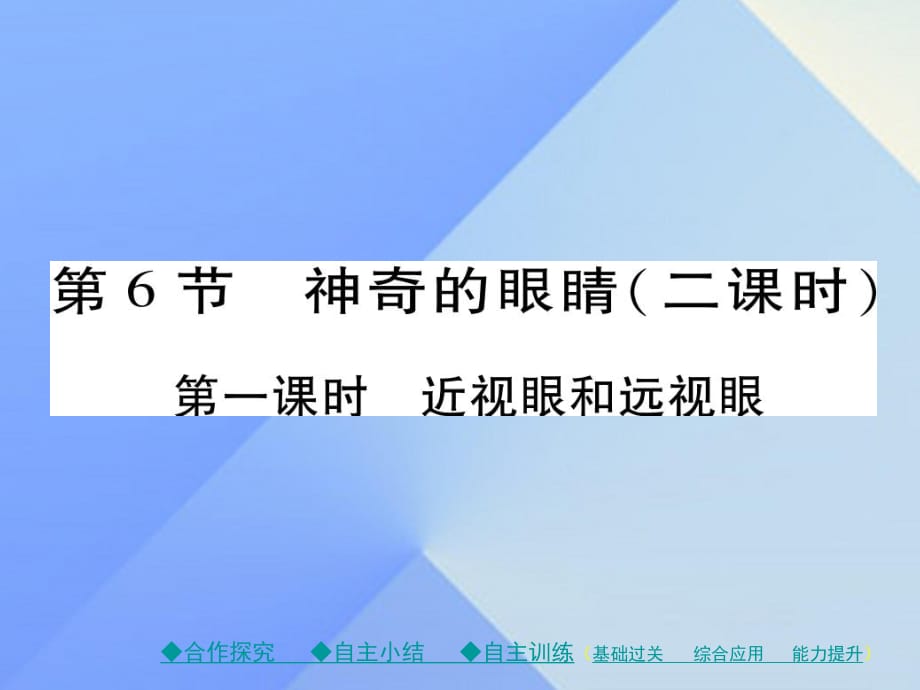 八年級物理全冊 第4章 多彩的光 第6節(jié) 神奇的眼睛 第1課時 近視眼與遠視眼教學課件 （新版）滬科版_第1頁