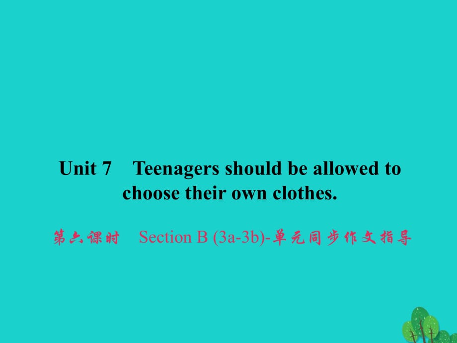 九年级英语全册 Unit 7 Teenagers should be allowed to choose their own clothes（第6课时）Section B（3a-3b）同步作文指导课件 （新版）人教新目标版_第1页