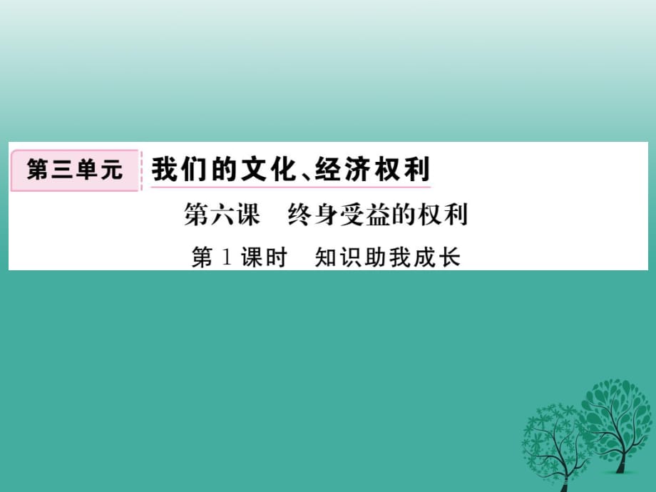 八年級(jí)政治下冊(cè) 第3單元 我們的文化、經(jīng)濟(jì)權(quán)利 第六課 終身受益的權(quán)利 第1框 知識(shí)助我成長(zhǎng)課件 新人教版_第1頁