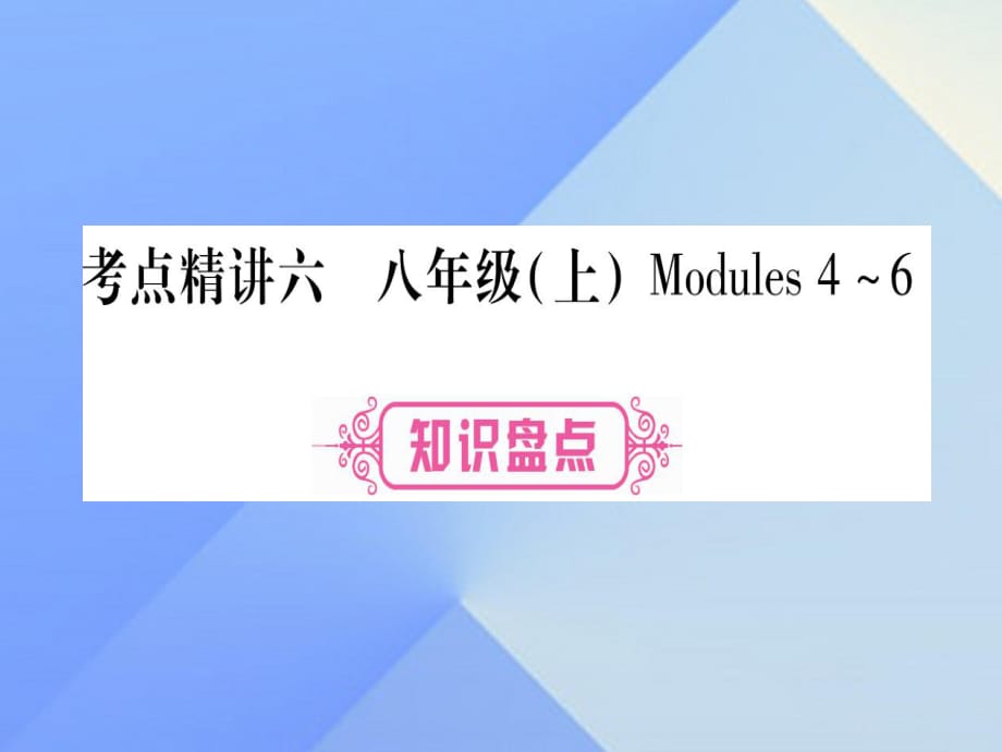 中考英語 第一篇 教材系統(tǒng)復習 考點精講6 八上 Modules 4-6課件 外研版_第1頁