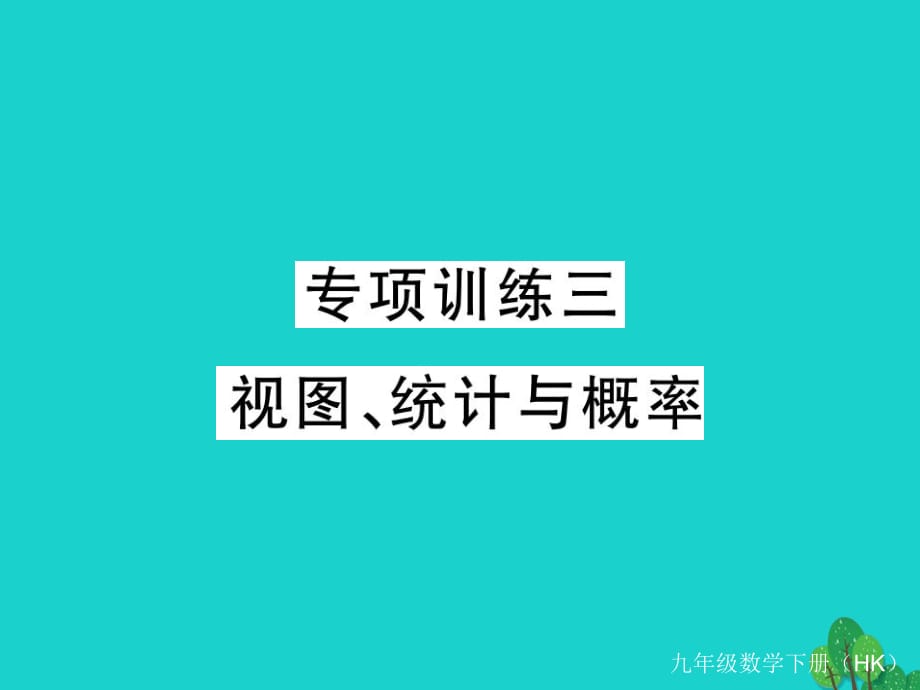 九年級數(shù)學(xué)下冊 專項訓(xùn)練三 視圖、統(tǒng)計與概率課件 （新版）滬科版_第1頁