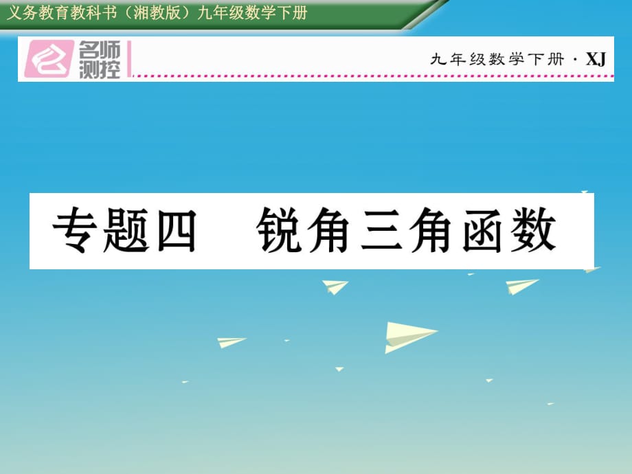 九年級(jí)數(shù)學(xué)下冊(cè) 專題四 銳角三角函數(shù)課件 （新版）湘教版_第1頁