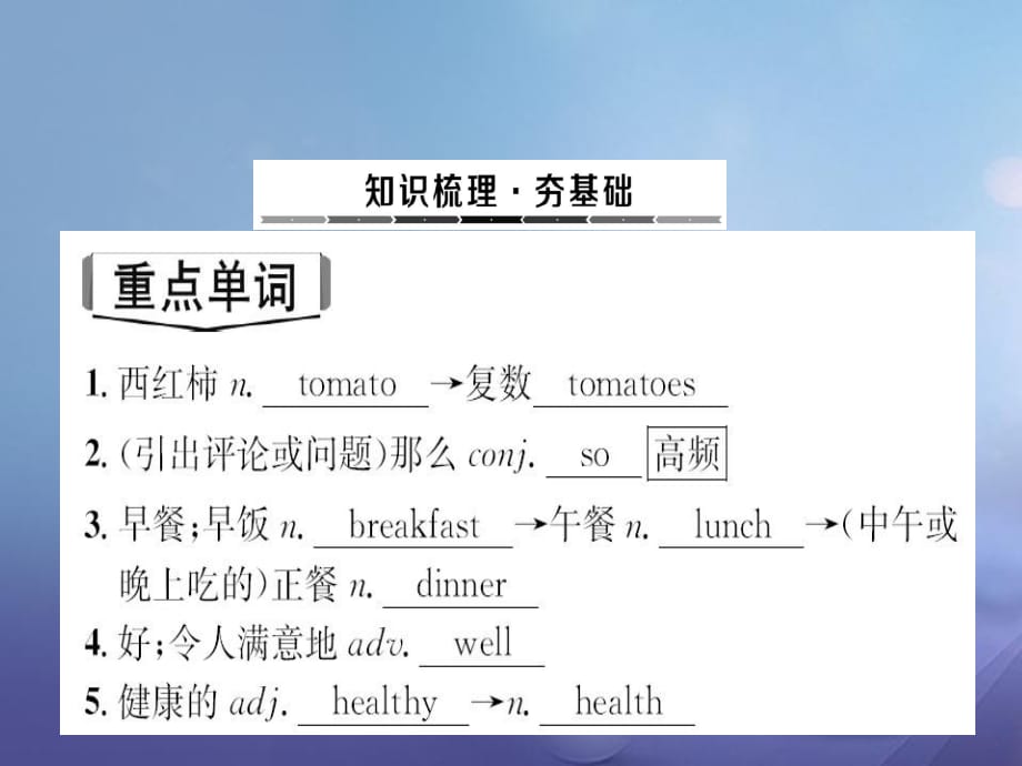 中考英語專題總復(fù)習(xí) 第2課時(shí) 七上 Unit 6-9課件1_第1頁