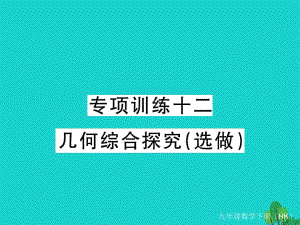 九年級數(shù)學(xué)下冊 專項(xiàng)訓(xùn)練十二 幾何綜合探究（選做）課件 （新版）滬科版