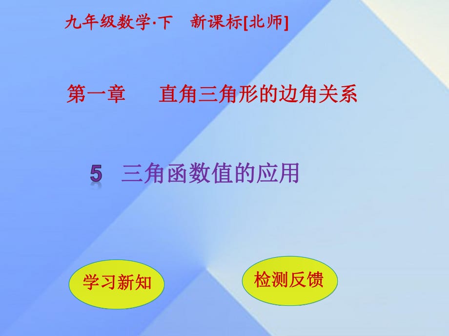 九年级数学下册 第1章 直角三角形的边角关系 5 三角函数的应用课件 （新版）北师大版_第1页