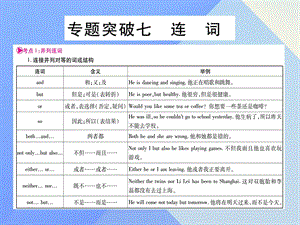 中考英語 第二篇 中考專題突破 第一部分 語法專題突破七 連詞課件 人教新目標版1