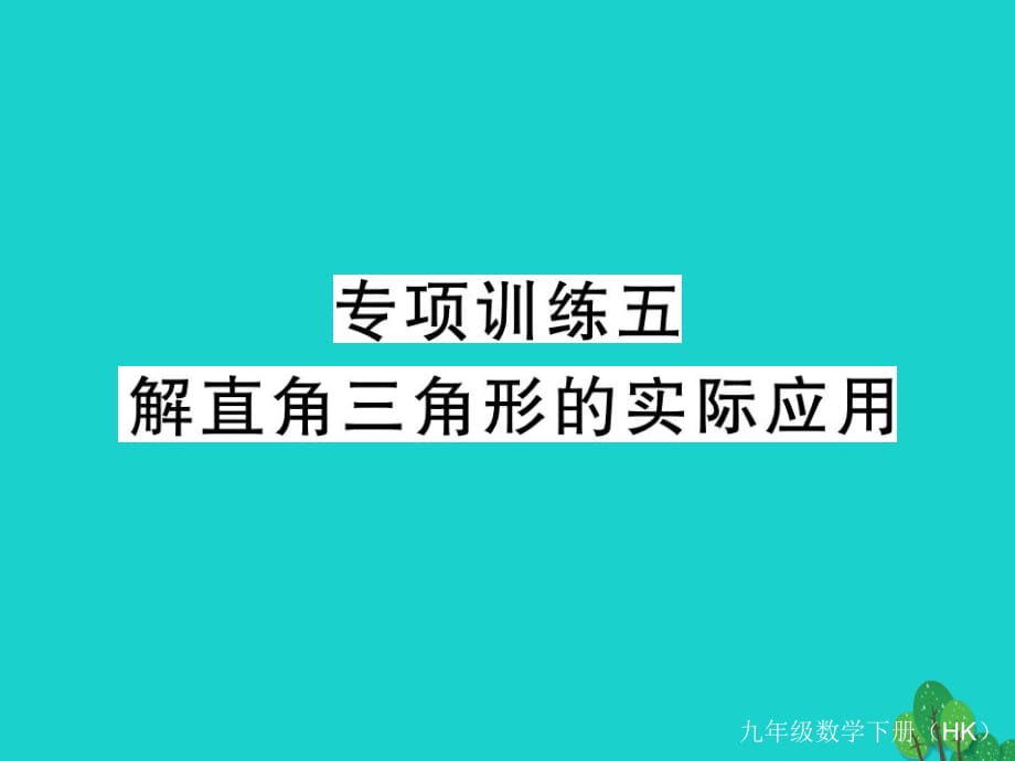 九年級數(shù)學(xué)下冊 專項(xiàng)訓(xùn)練五 解直角三角形的實(shí)際應(yīng)用課件 （新版）滬科版_第1頁