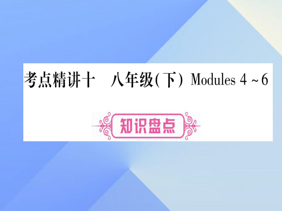 中考英語 第一篇 教材系統(tǒng)復(fù)習(xí) 考點(diǎn)精講10 八下 Modules 4-6課件 外研版_第1頁