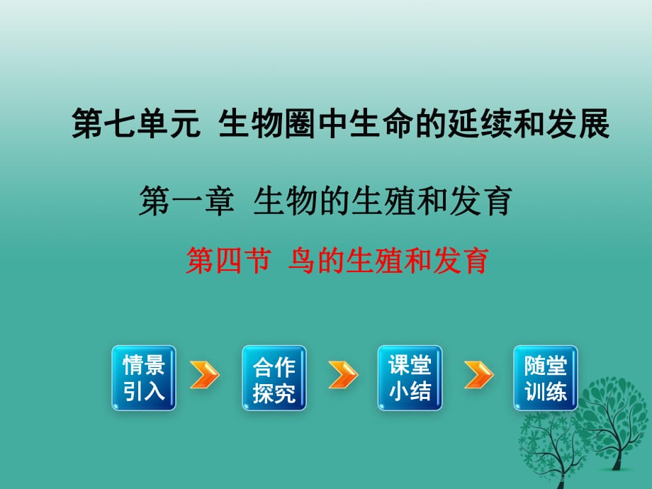 八年級生物下冊 第7單元 第1章 第4節(jié) 鳥的生殖和發(fā)育課件 （新版）新人教版_第1頁