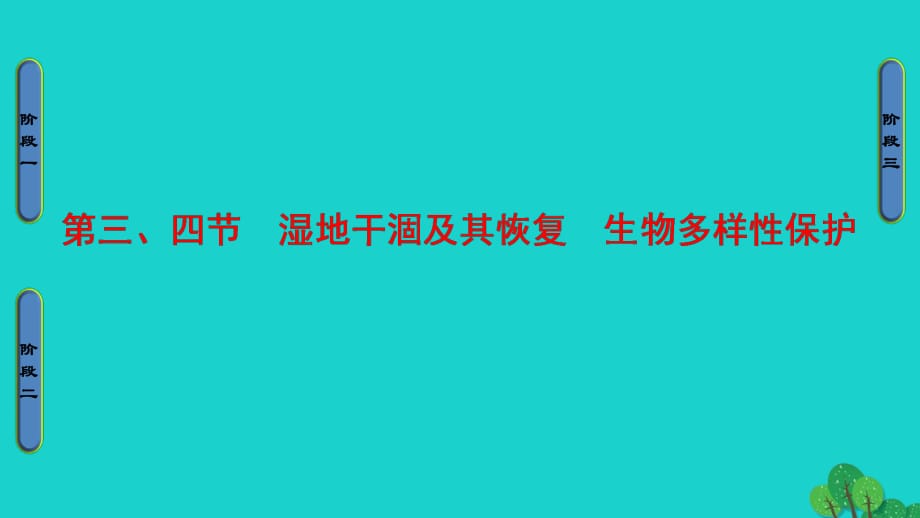 高中地理 第4章 生態(tài)環(huán)境保護(hù) 第3節(jié)、第4節(jié) 濕地干涸及其恢復(fù)、生物多樣性保護(hù)課件 新人教版選修6_第1頁(yè)