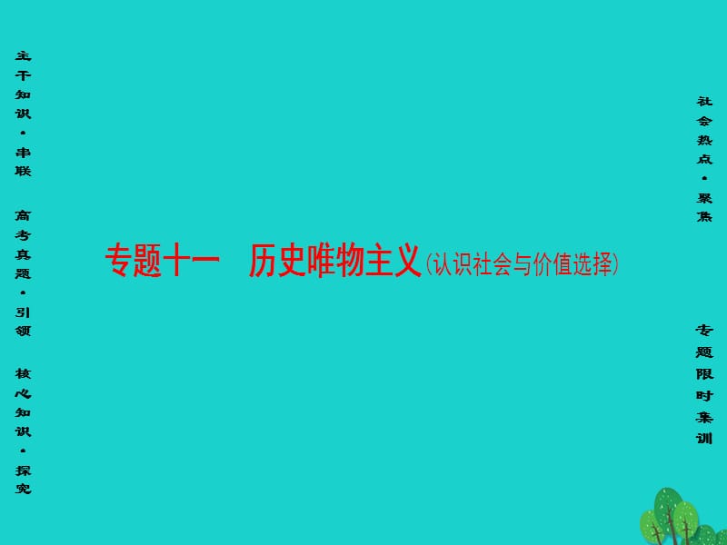 高三政治二輪復(fù)習(xí) 第1部分 專題11 歷史唯物主義（認(rèn)識社會與價值選擇）課件_第1頁