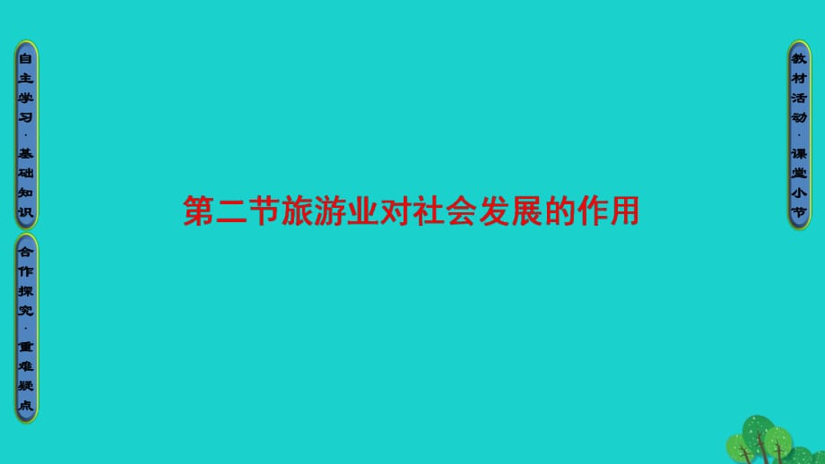 高中地理 第1單元 蓬勃發(fā)展的旅游業(yè) 第2節(jié) 旅游業(yè)對社會發(fā)展的作用課件 魯教版選修3_第1頁