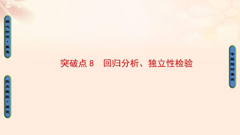 高三数学二轮复习 第1部分 专题3 突破点8 回归分析、独立性检验课件 理_第1页