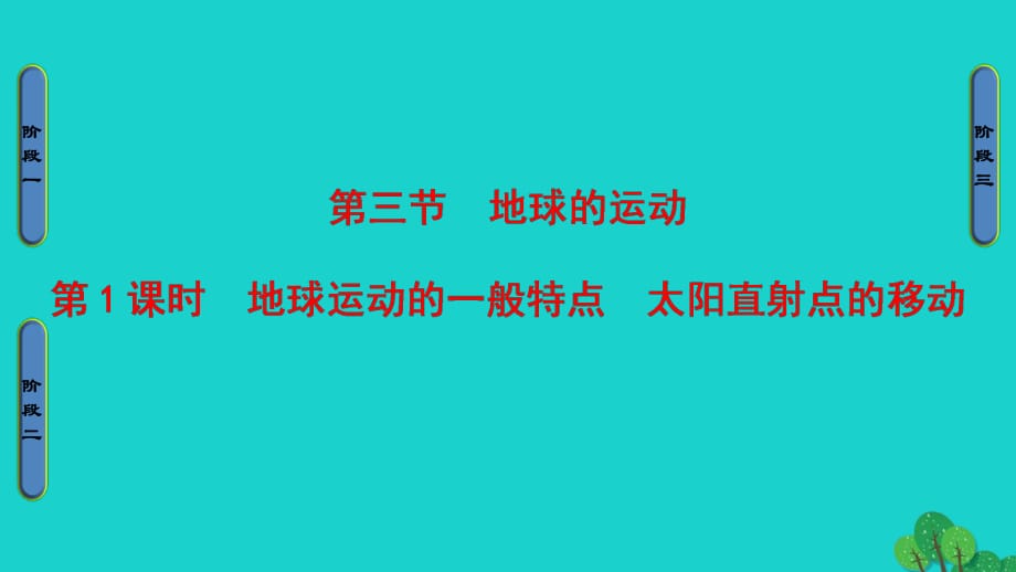 高中地理 第1章 行星中的地球 第3節(jié) 地球的運動（第1課時）地球運動的一般特點　太陽直射點的移動課件 新人教版必修1_第1頁