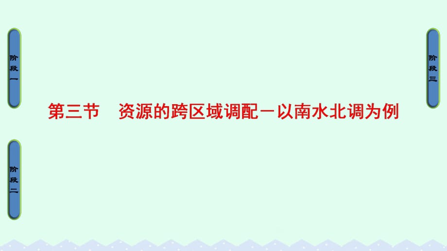 高中地理 第3單元 區(qū)域資源、環(huán)境與可持續(xù)發(fā)展 第3節(jié) 資源的跨區(qū)域調(diào)配－以南水北調(diào)為例課件 魯教版必修3_第1頁(yè)