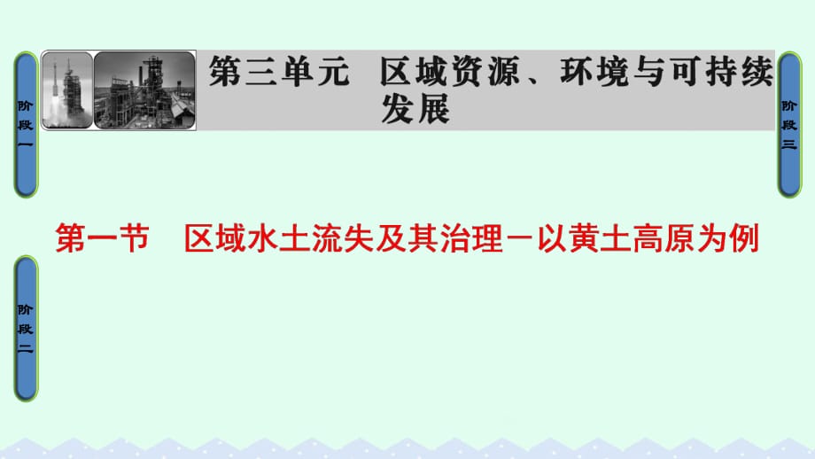 高中地理 第3单元 区域资源、环境与可持续发展 第1节 区域水土流失及其治理－以黄土高原为例课件 鲁教版必修3_第1页