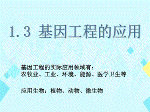 高中生物 1_3 基因工程的應用課件 新人教版選修31