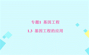 高中生物 專題1 1_3 基因工程的應用課件 新人教版選修31