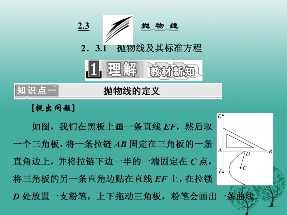 高中數(shù)學(xué) 2_3_1 拋物線及其標(biāo)準(zhǔn)方程課件 新人教A版選修1-1_第1頁(yè)