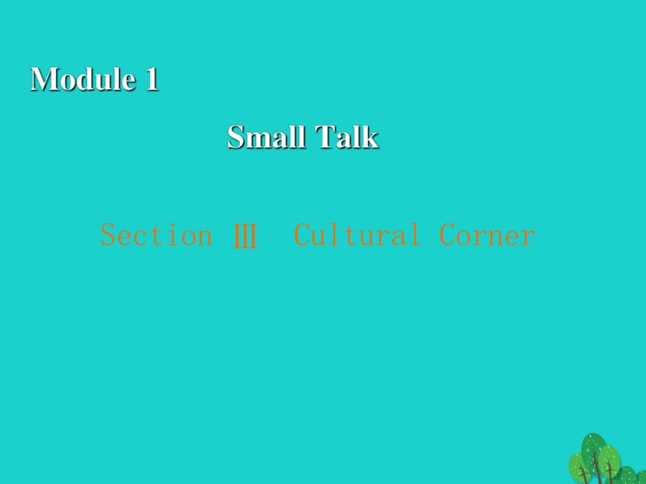 高中英語 Module 1 Small Talk Section 3 Cultural Corner課件 外研版選修61_第1頁