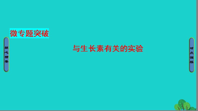 高中生物 第3章 植物的激素調(diào)節(jié) 第3節(jié) 與生長素有關(guān)的實驗微專題突破課件 新人教版必修3_第1頁