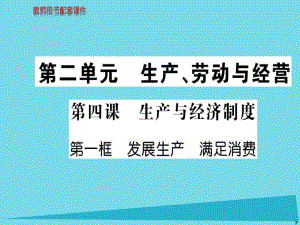 高中政治 第二單元 第四課 第1框 發(fā)展生產(chǎn) 滿足消費(fèi)課件 新人教版必修1