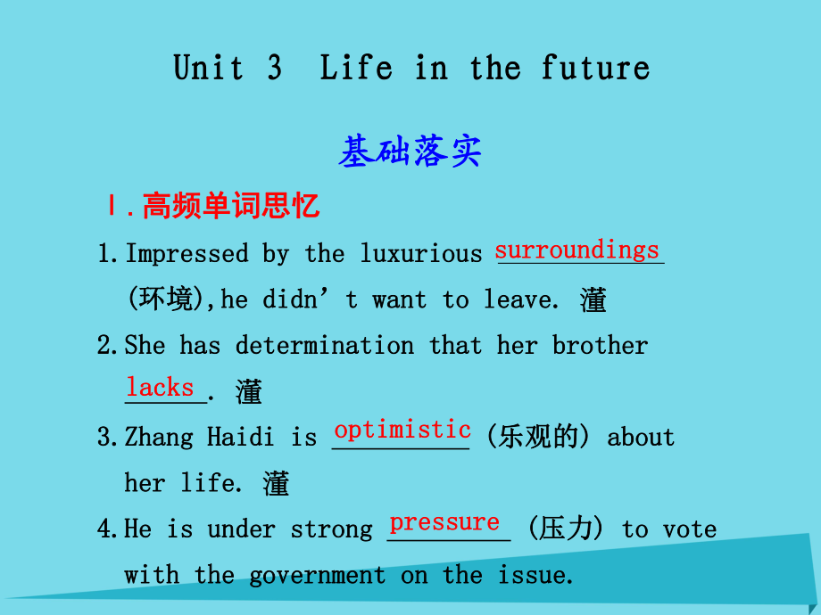 高中英語 Unit3 Life in the future課件 新人教版必修5_第1頁