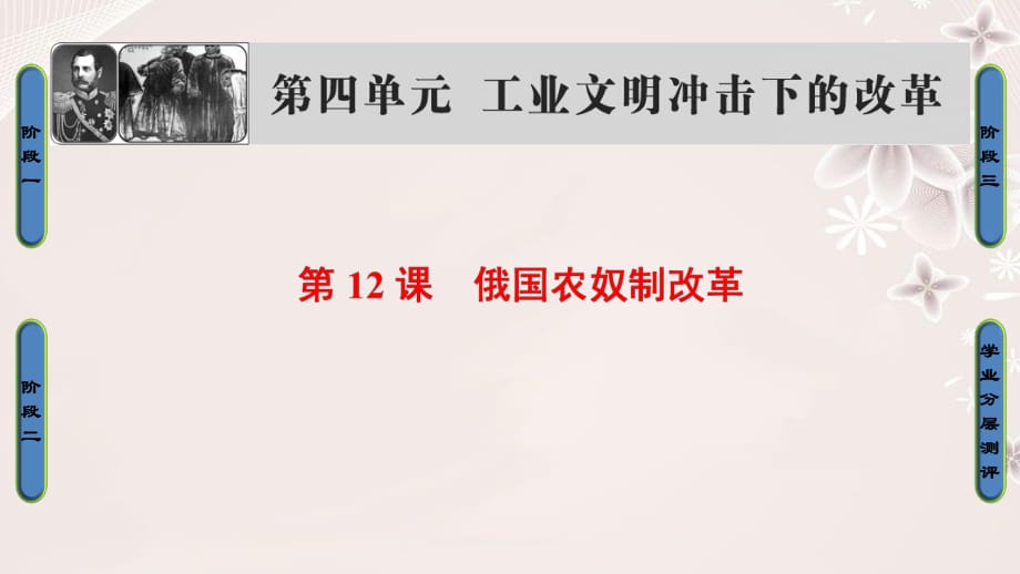 高中歷史 第4單元 工業(yè)文明沖擊下的改革 第12課 俄國(guó)農(nóng)奴制改革課件 岳麓版選修11_第1頁(yè)