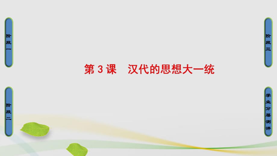 高中历史 第1单元 中国古代的思想和科技 第3课 汉代的思想大一统课件 岳麓版必修1_第1页