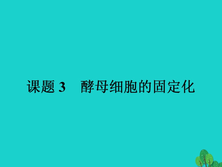 高中生物 專題4 酶的研究與應用 課題3 酵母細胞的固定化課件 新人教版選修11_第1頁