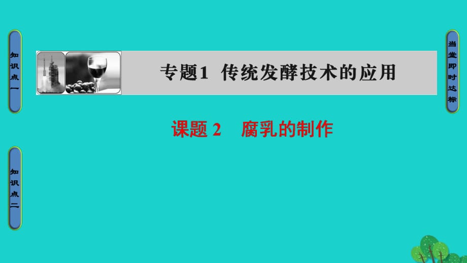 高中生物 專題1 傳統(tǒng)發(fā)酵技術(shù)的應(yīng)用 課題2 腐乳的制作課件 新人教版選修1_第1頁(yè)