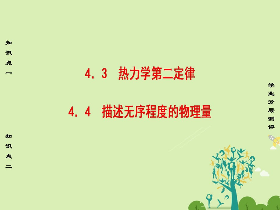 高中物理 第4章 热力学定律与能量守恒 4_3 热力学第二定律 4_4 描述无序程度的物理量课件 沪科版选修3-3_第1页