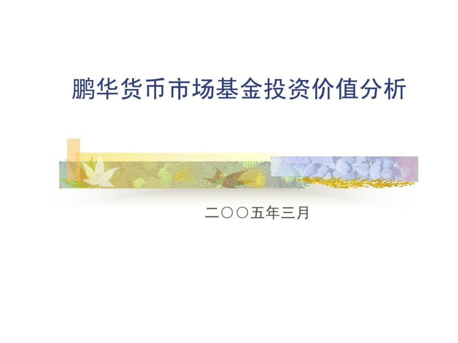 鵬華貨幣市場基金投資價值分析_第1頁