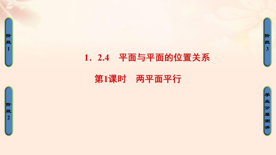 高中數(shù)學(xué) 第一章 立體幾何初步 1_2_4 平面與平面的位置關(guān)系 第1課時(shí) 兩平面平行課件 蘇教版必修2_第1頁