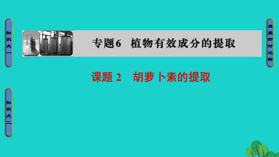 高中生物 專題6 植物有效成分的提取 課題2 胡蘿卜素的提任件 新人教版選修1_第1頁(yè)