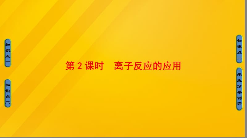 高中化學(xué) 第3章 物質(zhì)在水溶液中的行為 第4節(jié) 離子反應(yīng)（第2課時）離子反應(yīng)的應(yīng)用課件 魯科版選修4_第1頁