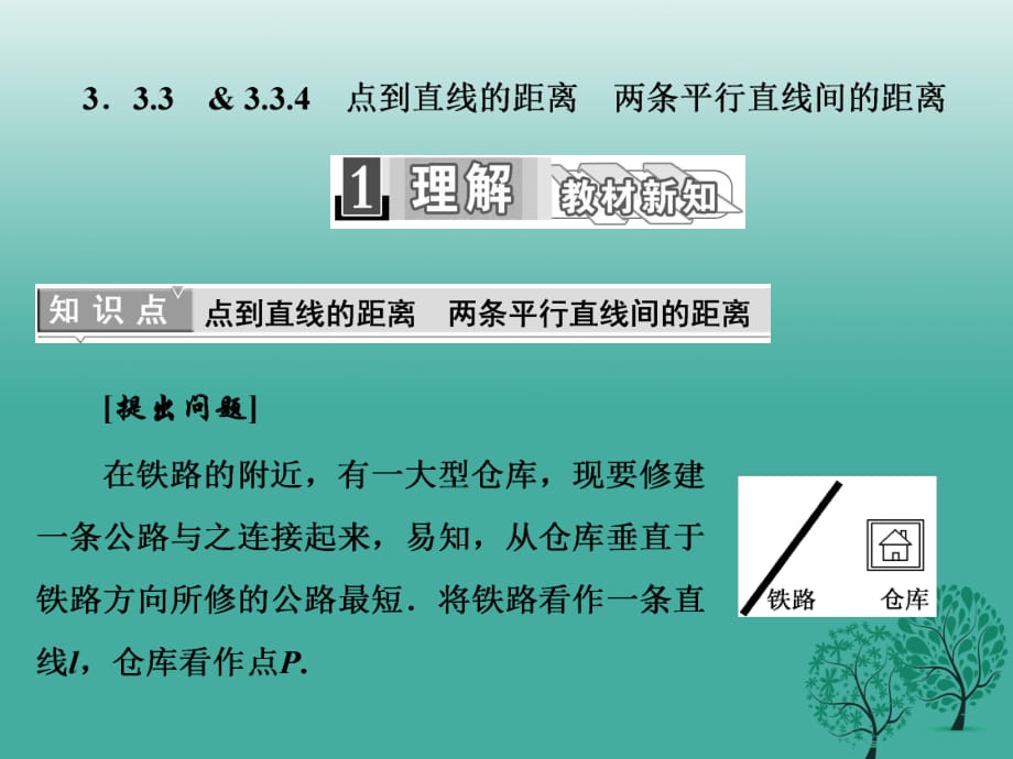 高中数学 3_3_3-4 点到直线的距离 两条平行直线间的距离课件 新人教A版必修2_第1页