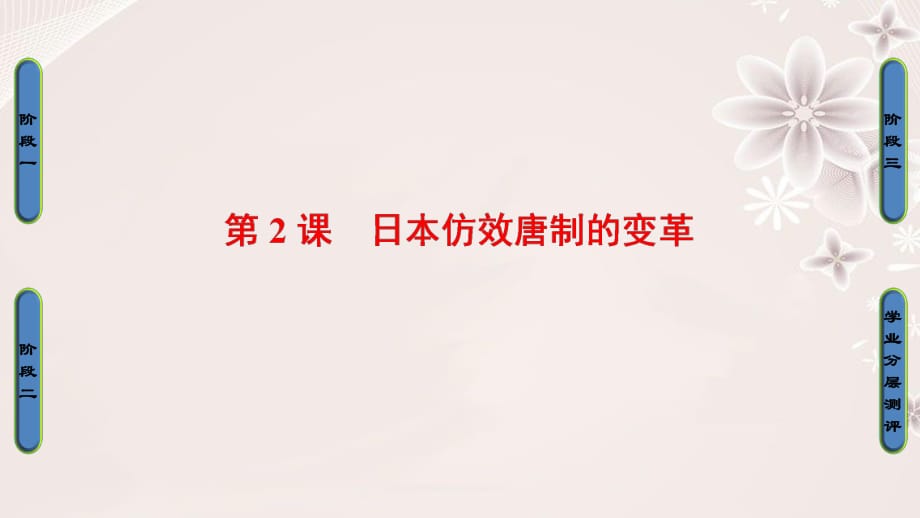 高中歷史 第1單元 古代歷史上的改革（上）第2課 日本仿效唐制的變革課件 岳麓版選修11_第1頁(yè)