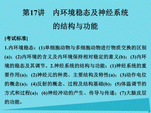 高考生物總復(fù)習(xí) 第五單元 生命活動(dòng)的調(diào)節(jié)與免疫 第17講 內(nèi)環(huán)境穩(wěn)態(tài)及神經(jīng)系統(tǒng)的結(jié)構(gòu)與功能課件