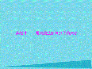 高考物理一輪總復習 專題十一 實驗十二 用油膜法估測分子的大小課件 新人教版