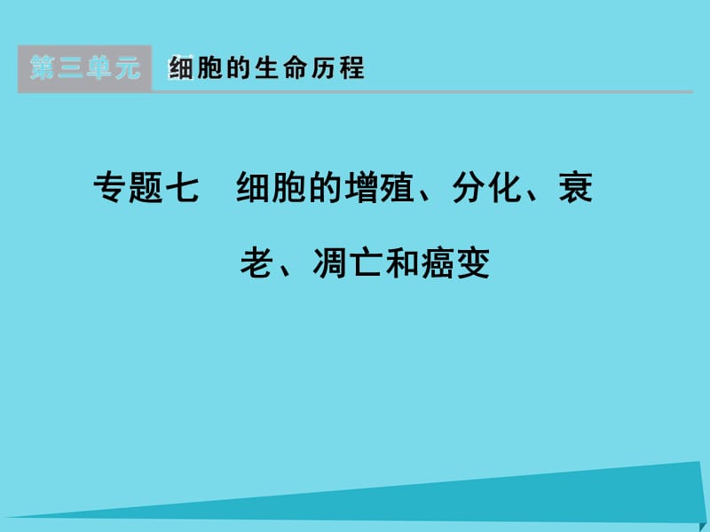 高考生物一轮复习 专题7 细胞的增殖、分化、衰老、凋亡和癌变课件_第1页