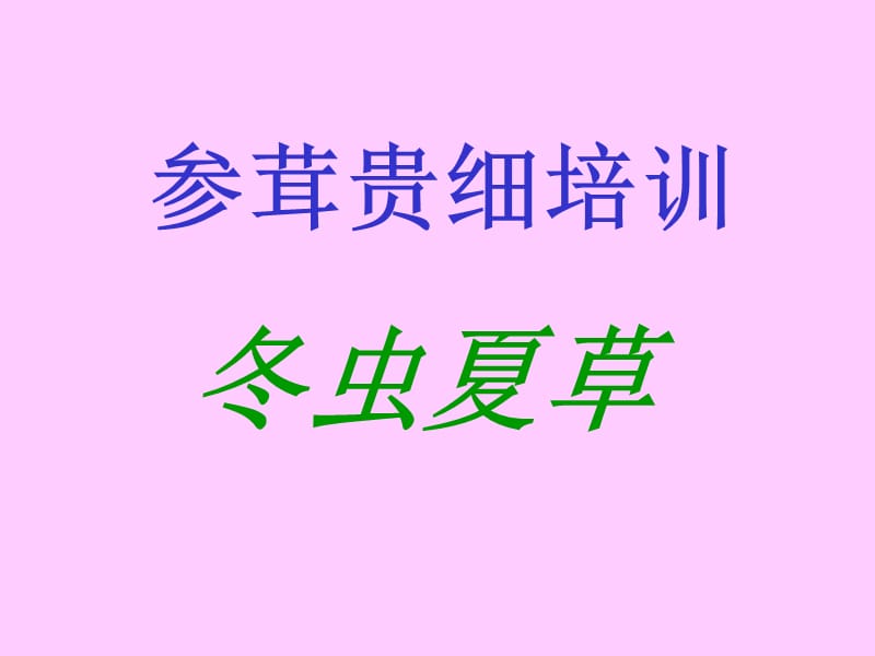 參茸貴細培訓(xùn)-冬蟲夏草ppt課件_第1頁