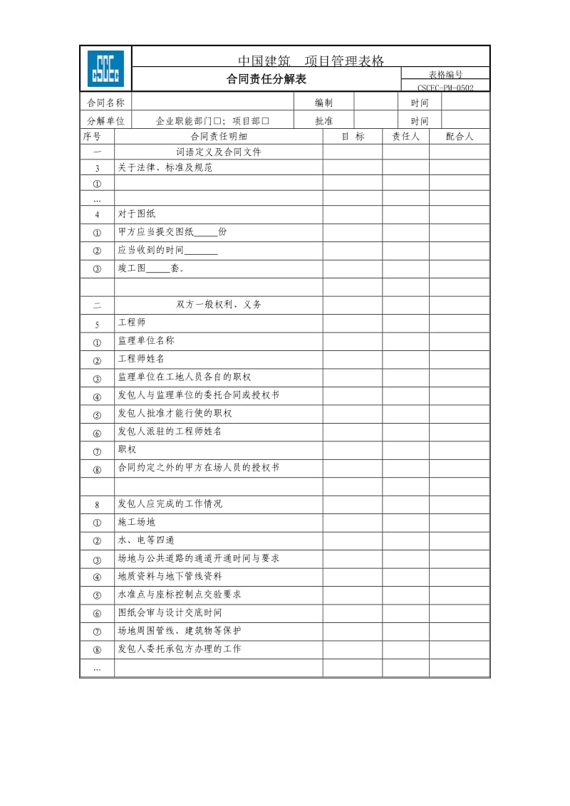 合同责任分解表_第1页