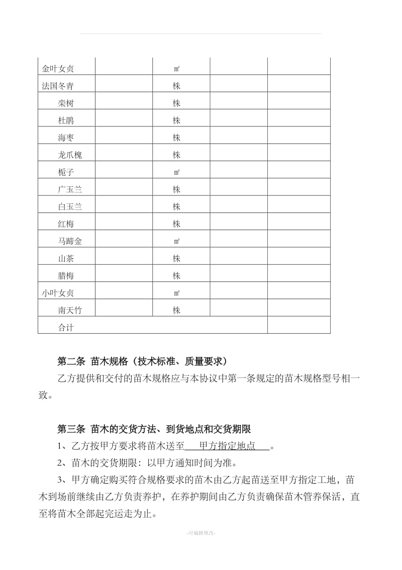 绿化苗木采购合同新版_第2页